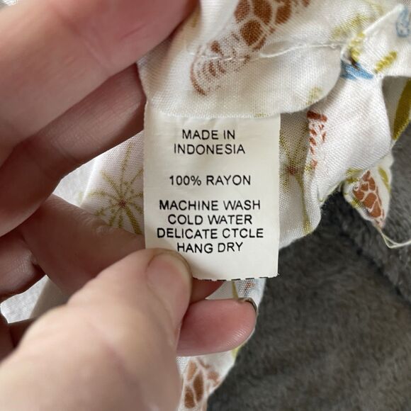 Atomic Tiki Hawaiian Shirt Mens XL Cream Tiki Palm Retro AOP Loop Collar Camp - Picture 10 of 10